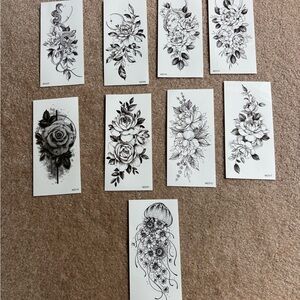 Floral and Jellyfish Temporary Tattoos